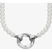 Silver Simulated Pearl and Ring Necklet LNL92247A800