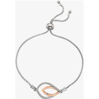 Hot Diamonds Silver Rose Gold Plated Harmony White Topaz Bracelet DL591