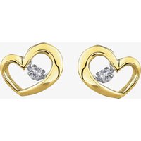9ct Yellow Gold 0.10ct Diamond Heart Stud Earrings E3113YW/10-9
