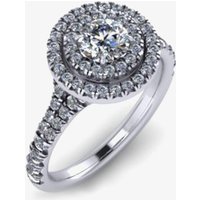 Platinum 0.77ct Diamond Dual-Shoulder Halo Cluster Ring (M) ENG5053