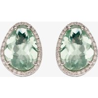 9ct White Gold Pear Cut Green Fluorite and Diamond Stud Earrings GE2341G