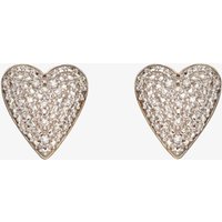 9ct Yellow Gold Diamond Pave Heart Stud Earrings GE2357