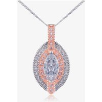 V Jewellery Silver Rose Gold Plated Rose Marquise Cubic Zirconia Pendant 3050