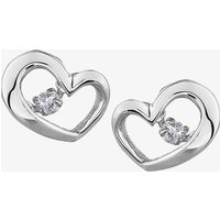 9ct White Gold 0.10ct Diamond Pulse Open Heart Stud Earrings E3113W/10-9