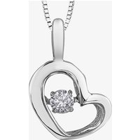 9ct White Gold 0.05ct Diamond Pulse Open Heart Pendant P3113W/05-10