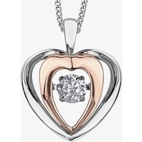 9ct Two Tone Gold 0.15ct Diamond Pulse Open Heart Pendant P3117WR/15-10