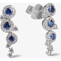 18ct White Gold Dew Drop Diamond and Sapphire 1.31ct Dropper Earrings LG195/EA-PR(BS)