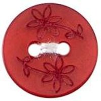 Milward Buttons - Size 12mm, 2 Hole, Printed Flowers, Red, Pack of 5