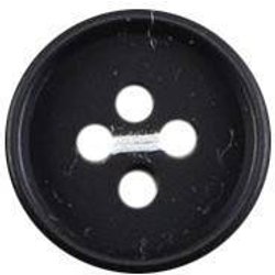 Milward Buttons - Size 15Mm, 4 Hole, Black, Pack Of 4