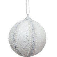 Frosted Fairytale, White and Silver Swirl Bauble - White Frosted Fairytale, White and Silver Swirl Bauble - White