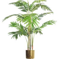 Realistic Artificial Areca Palm pot Gold Metal Planter - Green