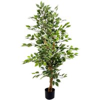 Leaf Realistic Artificial Ficus Tree Plant Variegated - White
