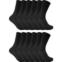 12 Pairs Non Elastic Thermal Diabetic Socks for Poor Circulation - Black