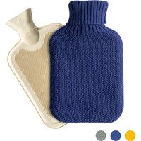 Knitted Hot Water Bottle Cover Set - Midnight Blue