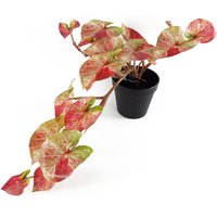 Artificial Hanging Trailing Plant Pink Splash Caladium - Green