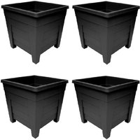 27cm Square Black Colour Grosvenor Plastic Patio Planter - Black / 4