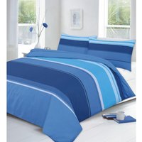 Carter Blue Striped Duvet Cover Set Modern Bedding - Blue / King