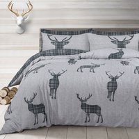 Cotton Rich Stag Grey Reversible Duvet Set - Grey / King