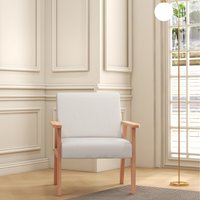 HOMCOM Accent Chair with Wood Frame - Cream