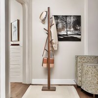 Wooden Square Base Coat Stand With 8 Hooks Brown - Brown