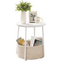 Side Table with Removable and Washable Storage Basket - Beige / Beige