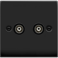 Matt Black Twin Isolated Coaxial Socket - Matt Black