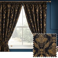 Shiraz Pencil Pleat Curtains - Black / 183cm / 168cm