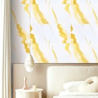 10Pcs Waterproof and Oilproof Marble Texture Wall Sticker - Yellow