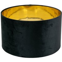 Reni Medium Black Velvet and Metallic Gold Ceiling Lamp Shade and Bulb - Black