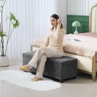 HOMCOM 112cm Storage Ottoman Bench with Lid Legs - Grey