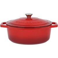 Oval Cast Iron Casserole Dish - 4.68L - Red Ombre