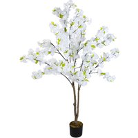 Potted Artificial Cherry Blossom Tree - White