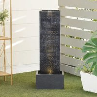 Outdoor Electric Waterfall Fountain with LED Lights - Black