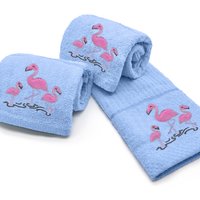 Pack of 3 Flamingo Design Tea Towels - blue