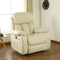 Chester Electric Heated Leather Massage Recliner Armchair - Cream