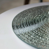Glass Coaster Plate Candle Holder Silver - silver