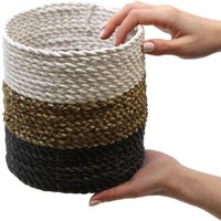 Seagrass Basket Set Dark Grey, White Natural, Multi Use Storage - Dark Grey