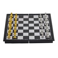 Magnetic Folding Chess Set 20cm Portable Travel Board Game - Black