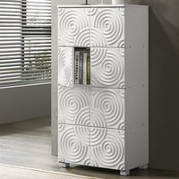 8 Door Storage Cabinet Swirl Pattern Effect - White