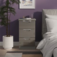 Camden Ready Assembled 3 Drawer Bedside Cabinet - Grey Gloss & Dusk Grey