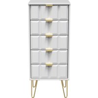 Cube Ready Assembled 5 Drawer Bedside Cabinet - White Matt