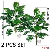 2Pc 24 Leaves Artificial Areca Palm Tree Without Pot - Green