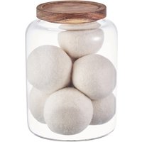 Eden & Willow Large Wide Mouth Glass Storage Jar with Acacia Lid - Clear / 2.5l