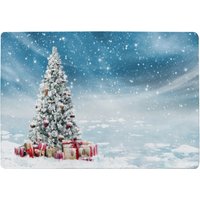 Beautiful Decorated Snowed In Christmas Tree Style Rug - blue / 150cm