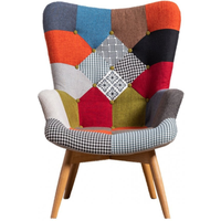 Single Multicolored Harper Patchwork Armchair Fabric Upholstered Living Room - Multi-Coloured
