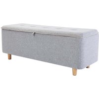 Joel Linen Storage Ottoman Bench with Buttons - Grey