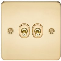 Knightsbridge Flat Plate 10AX 2G 2-way toggle switch - polished brass - FP2TOGPB - Polished Brass