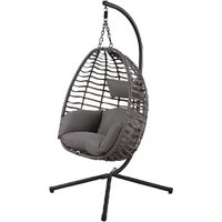 idooka, Hanging Garden Swing Egg Chair Patio Seat Grey Furniture - Anthracite Dark Grey idooka, Hanging Garden Swing Egg Chair Patio Seat Grey Furniture - Anthracite Dark Grey