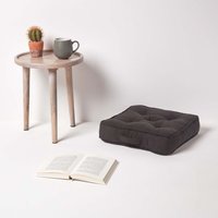 Homescapes Rajput Ribbed Cotton Floor Cushion - Black