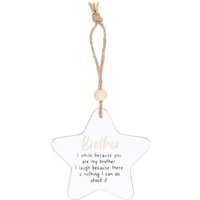 Brother Hanging Star Sentiment Sign - White